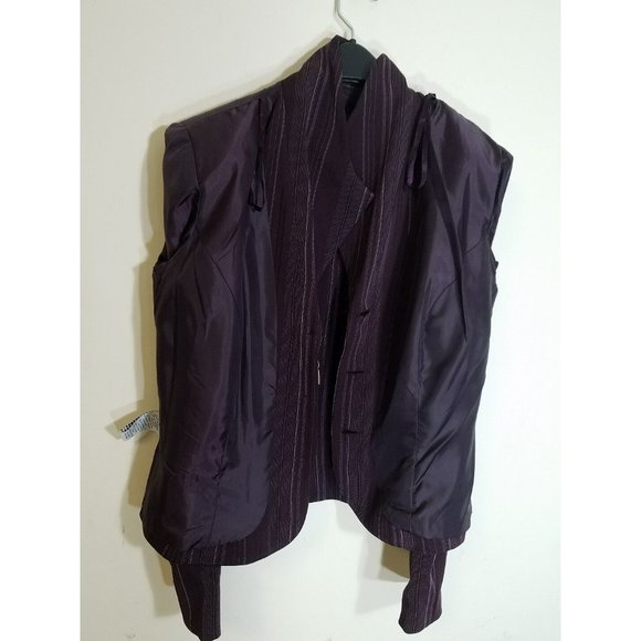 DANNY & NICOLE NEW YORK SIZE 10 WOMENS BLAZER PURPLE PINSTRIPE POLYESTER S289 - Picture 7 of 7